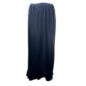 JBS 90s‎ Black Velvet Maxi Skirt Elastic Waist Ruffle Hem Size 18W Whimsigoth
